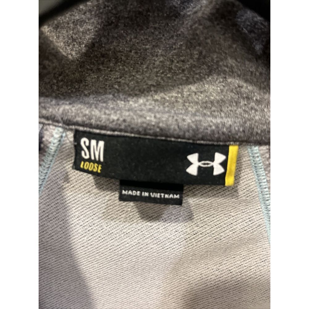 Under Armour Jacket Women's S Gray Turquoise Long Sleeve Full Zip Mock Neck EUC - Picture 2 of 4